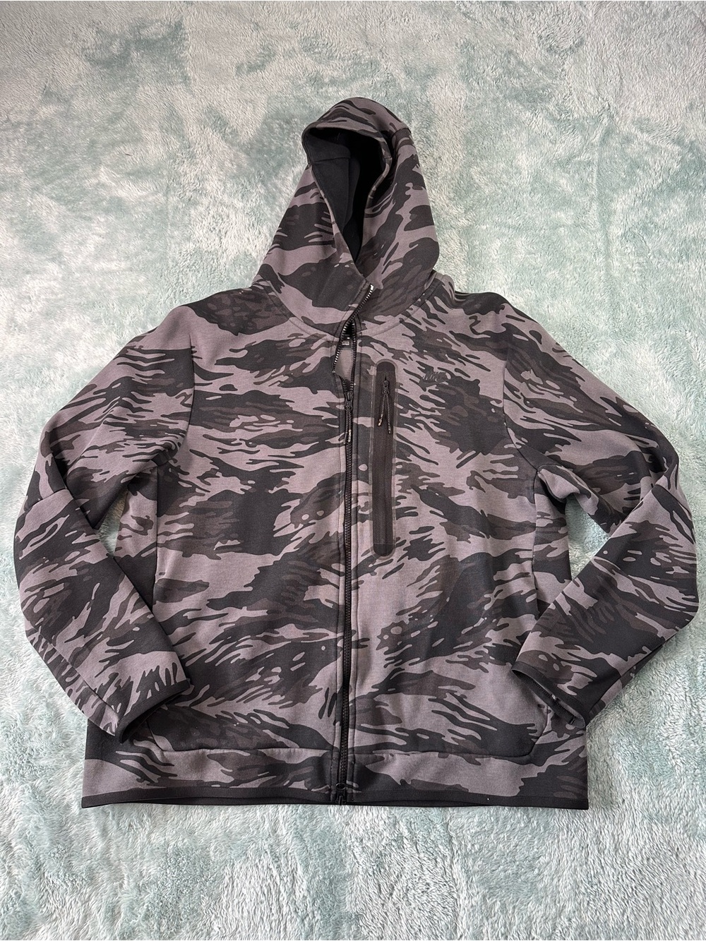 Men's Nike Tech Fleece Grey & Black Camo Zip-Up Hoodie Jacket